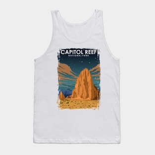 Capitol Reef National Park at Night Vintage Minimal Travel Poster Tank Top